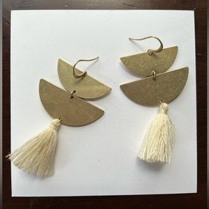 Boutique Abstract Dangle Statement Earrings with Thread Tassel